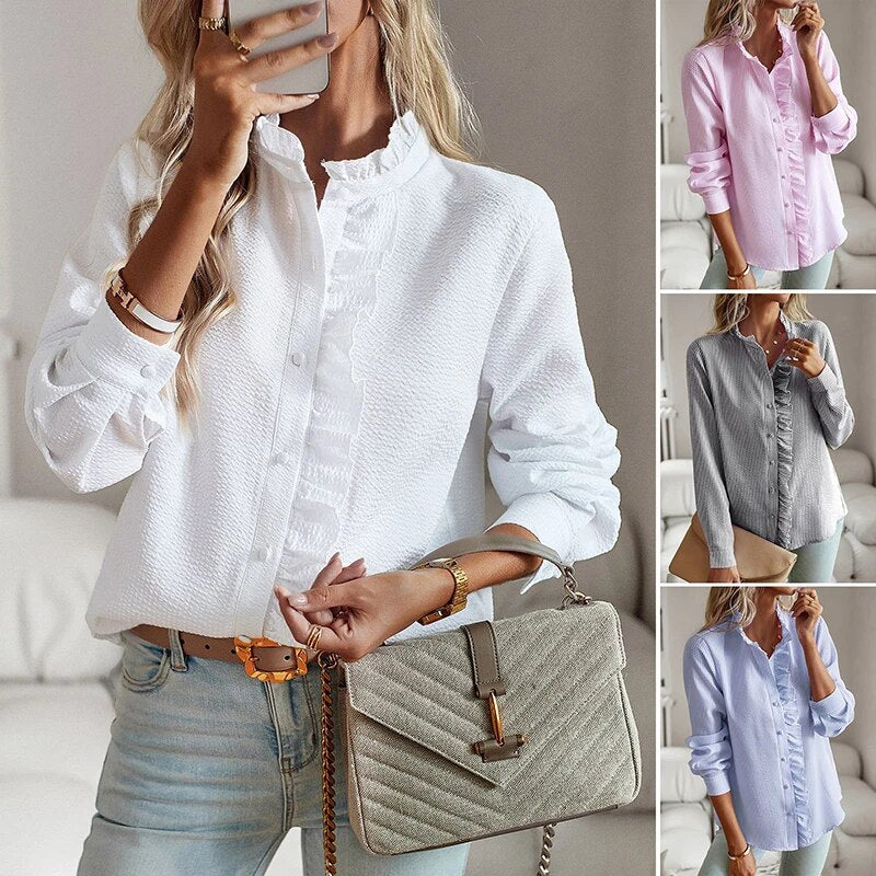 Camille – Blouse Texturée à Volants