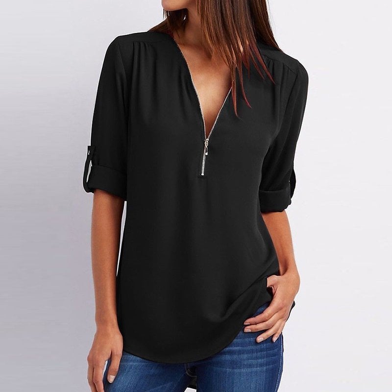 Amalia – Blouse Décontractée à Fermeture Éclair