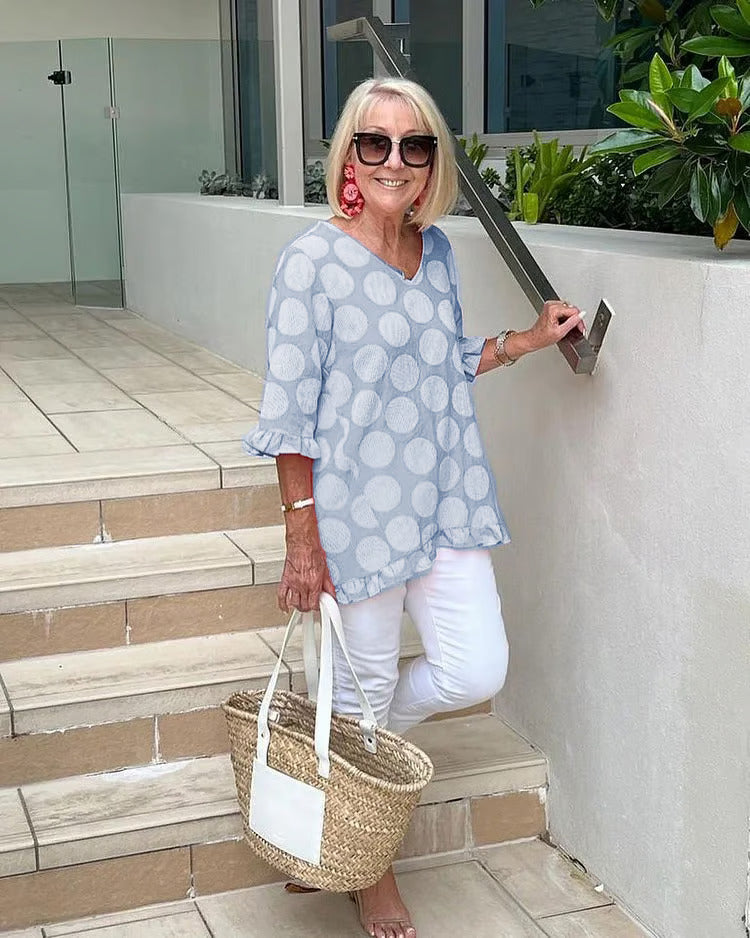 Elin – Gepunktete Sommerbluse mit Volant