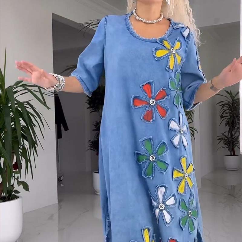 FLEUR – Robe Denim Fleurie