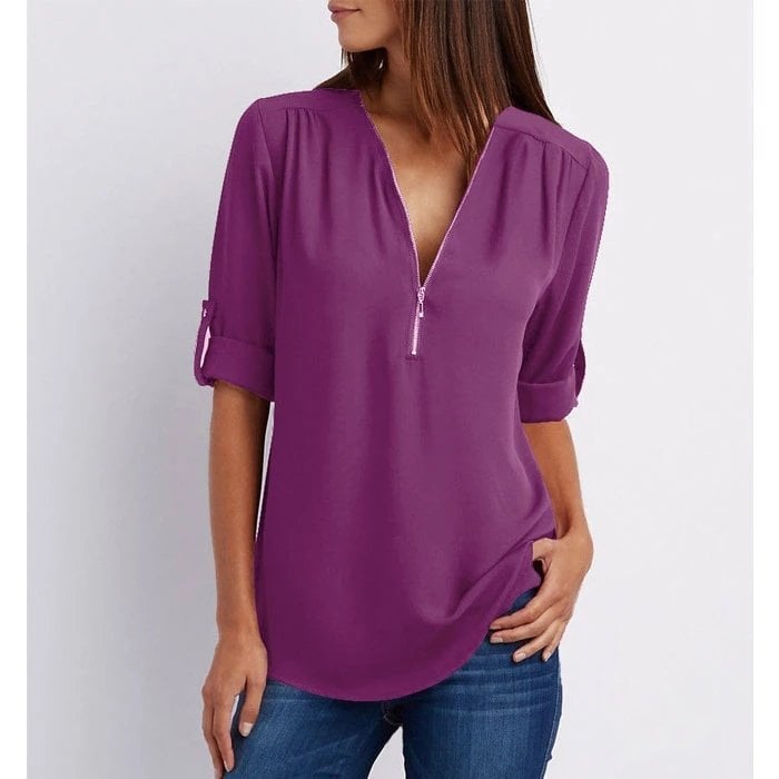 Amalia – Blouse Décontractée à Fermeture Éclair