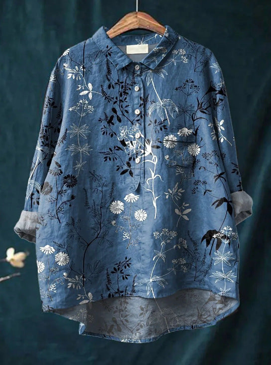 Fiora – Florale Leinenbluse