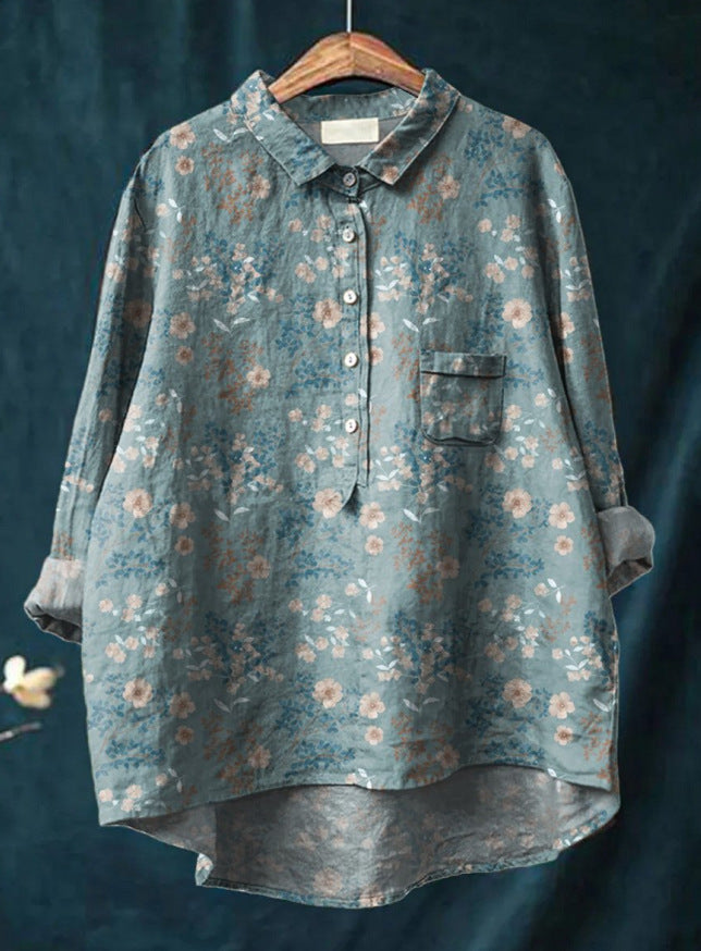 Fiora – Florale Leinenbluse