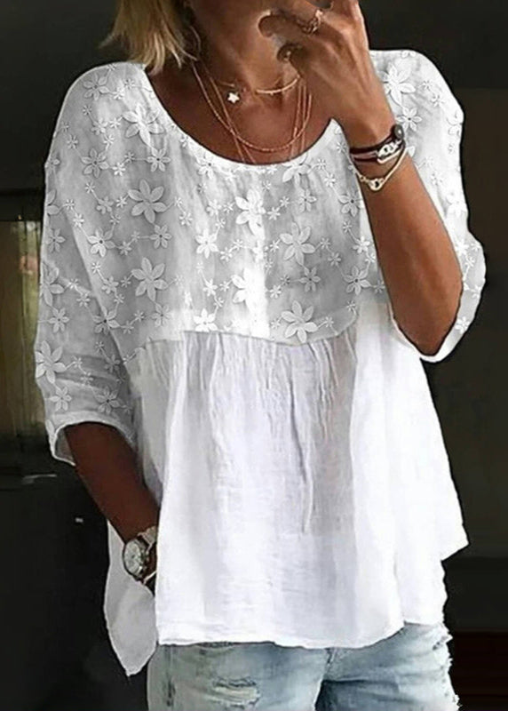 Florine – Blouse Brodée en Coton Aéré