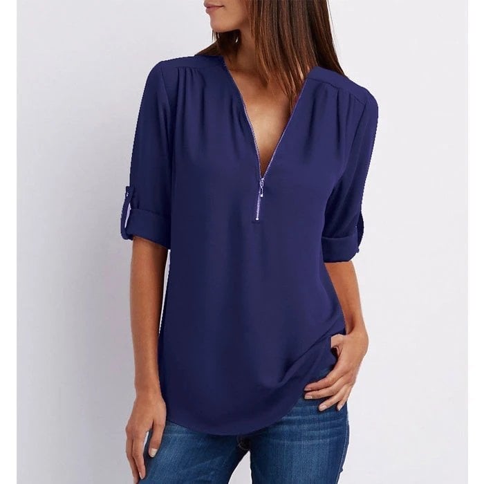 Amalia – Blouse Décontractée à Fermeture Éclair