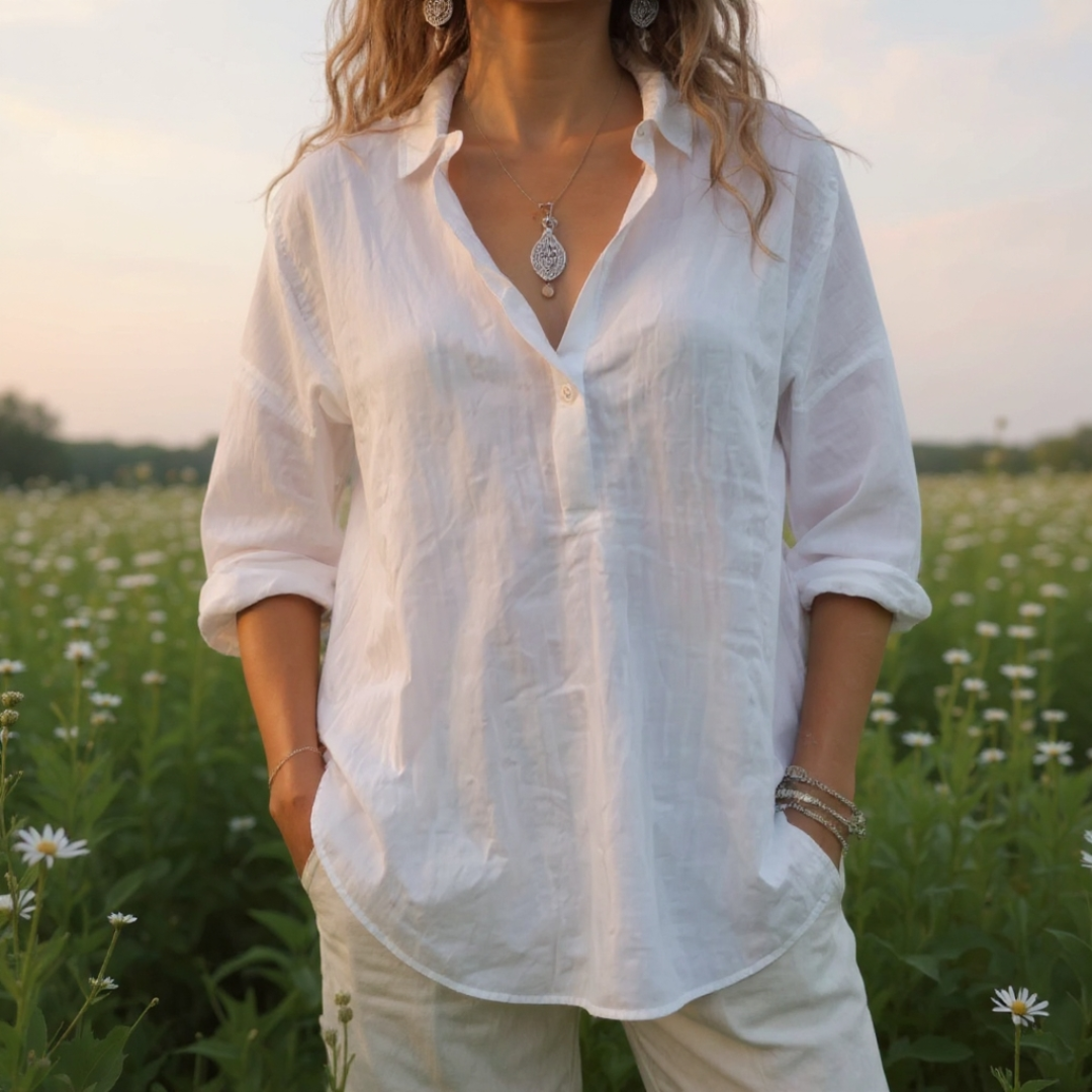 LUNE – Pure Linen Comfort Blouse