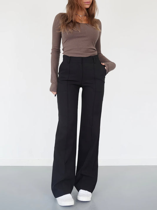 Clara – Pantalon Classique à Jambe Droite
