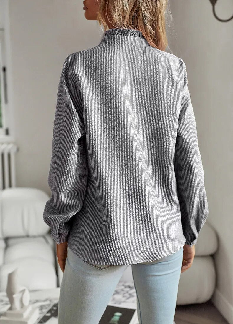 Camille – Blouse Texturée à Volants