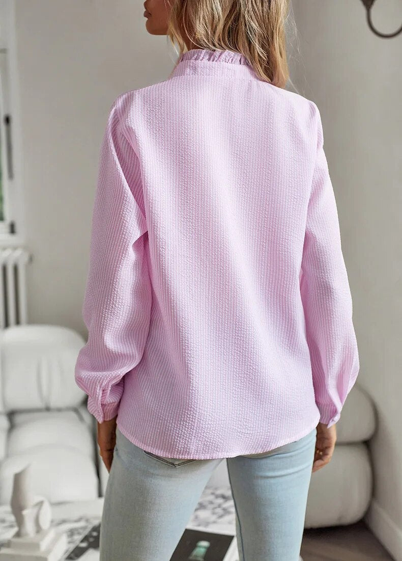 Camille – Blouse Texturée à Volants