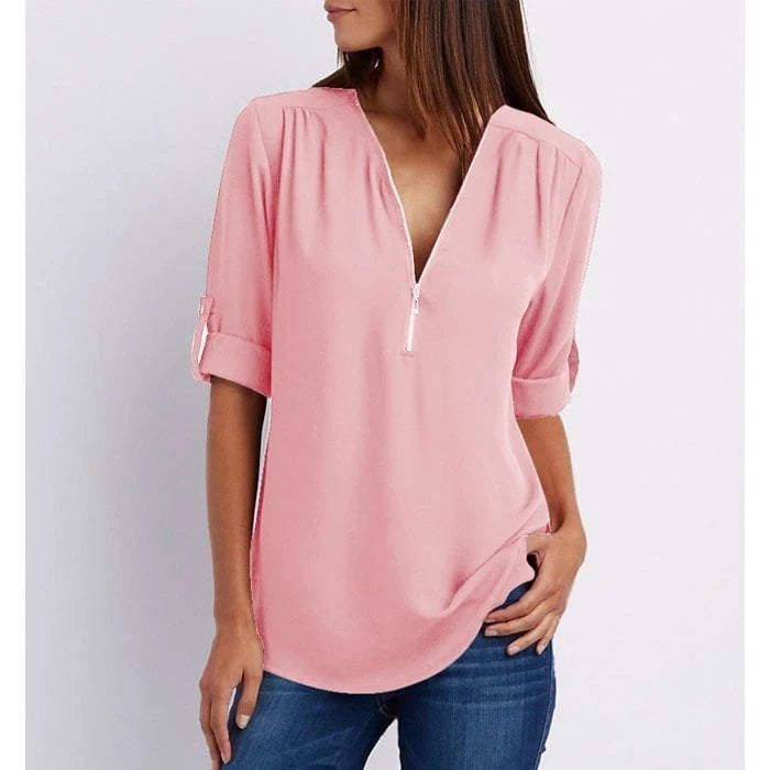Amalia – Blouse Décontractée à Fermeture Éclair