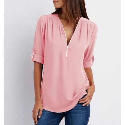Amalia – Blouse Décontractée à Fermeture Éclair