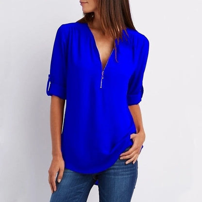 Amalia – Blouse Décontractée à Fermeture Éclair
