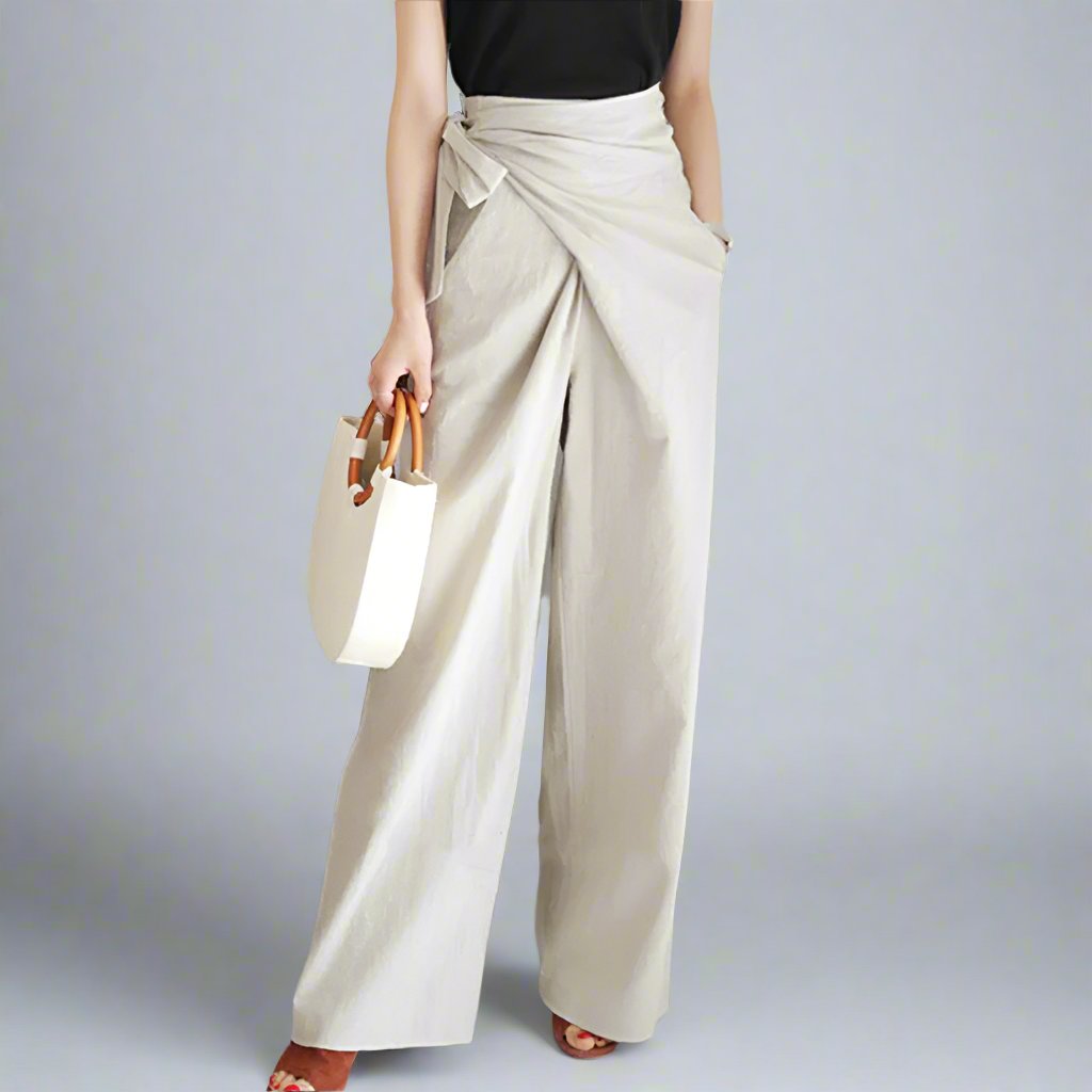 CAVALLO - Breezy Hose mit weitem Bein aus Leinen in Wickeloptik