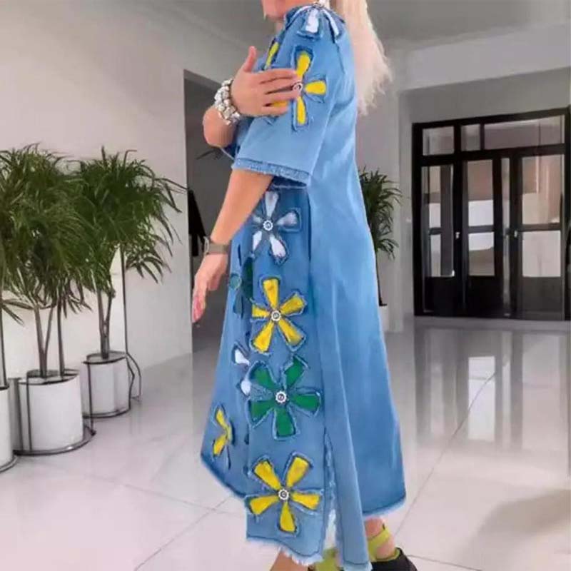 FLEUR – Robe Denim Fleurie
