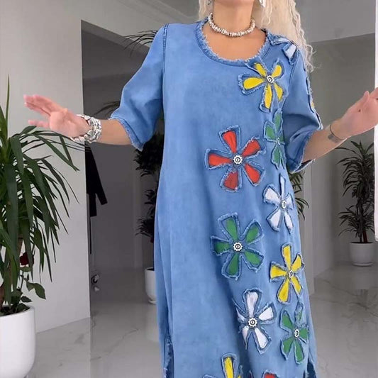 FLEUR – Robe Denim Fleurie
