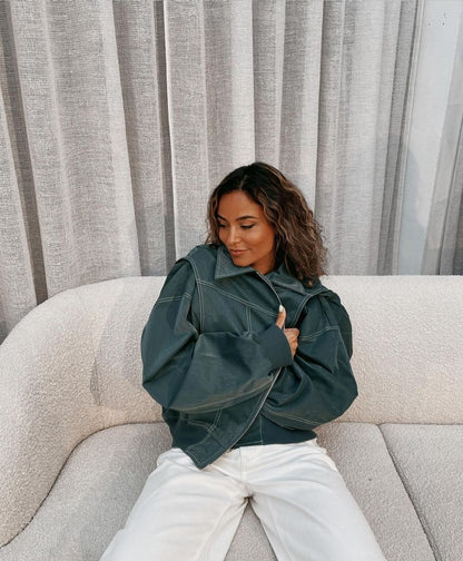 Camille – Blazer en Similicuir Élégant