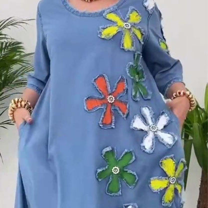 FLEUR – Robe Denim Fleurie