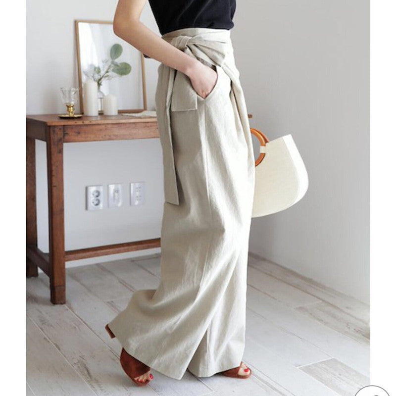 CAVALLO - Breezy Hose mit weitem Bein aus Leinen in Wickeloptik