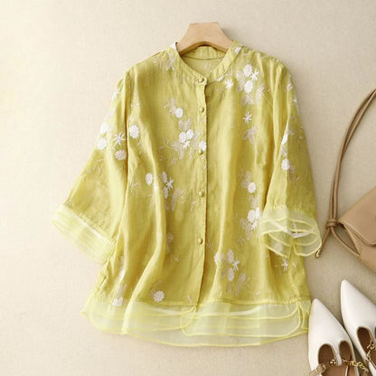 Florine – Blouse Légère à Fleurs Brodées
