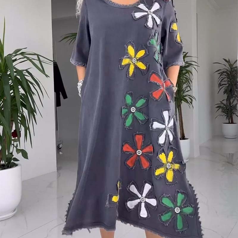 FLEUR – Robe Denim Fleurie