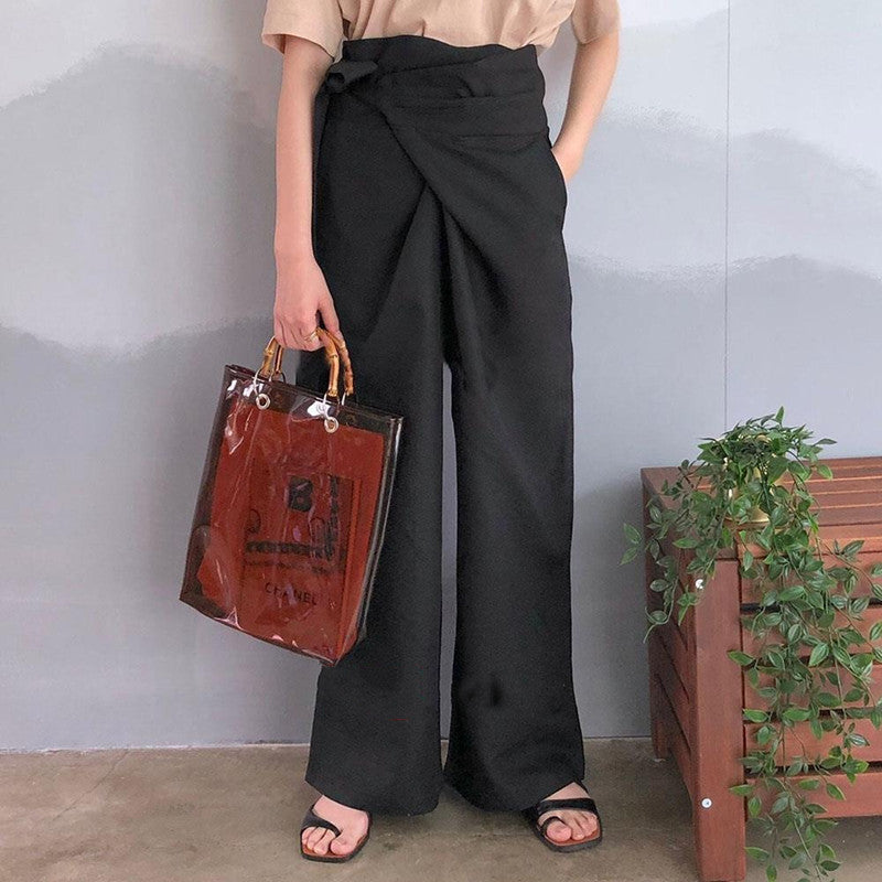 CAVALLO - Breezy Hose mit weitem Bein aus Leinen in Wickeloptik