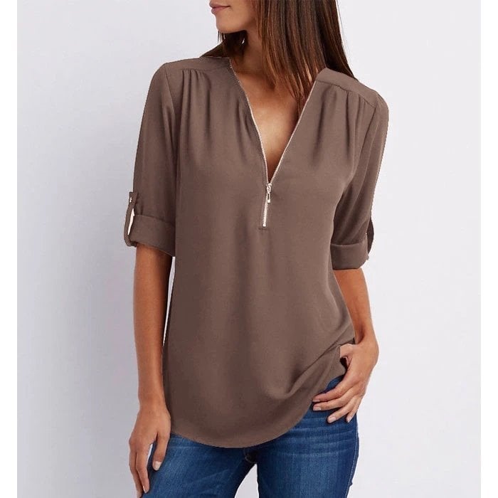 Amalia – Blouse Décontractée à Fermeture Éclair