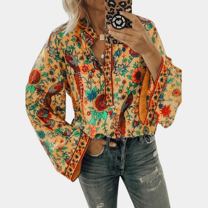 Marilyn – Blouse Bohème à Imprimé Vintage