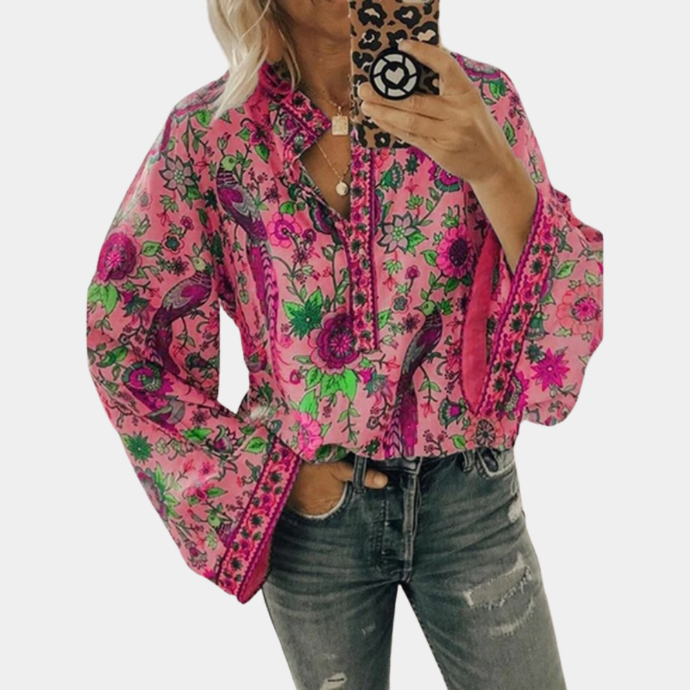 Marilyn – Blouse Bohème à Imprimé Vintage