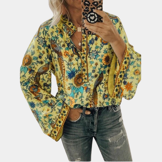 Marilyn – Blouse Bohème à Imprimé Vintage