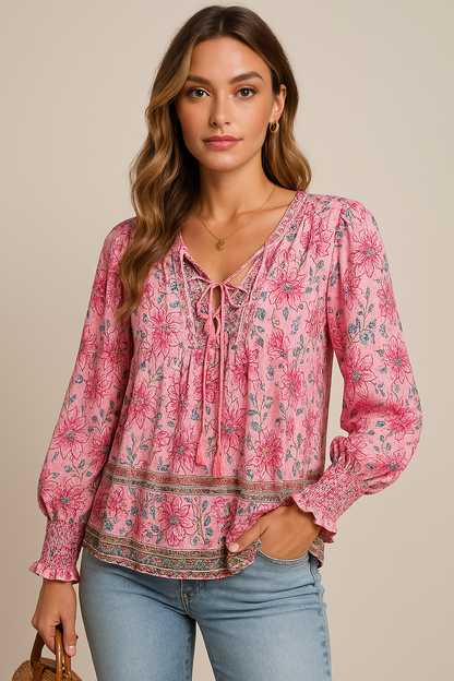 Arya – Blouse Bohème à Imprimé Floral
