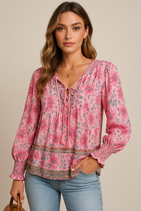 Arya – Blouse Bohème à Imprimé Floral