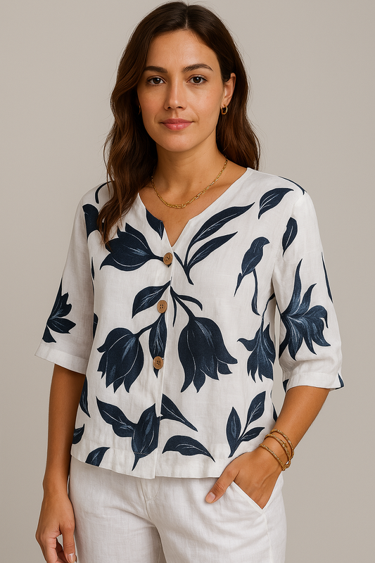 Elisa – Haut Fleuri Élégant