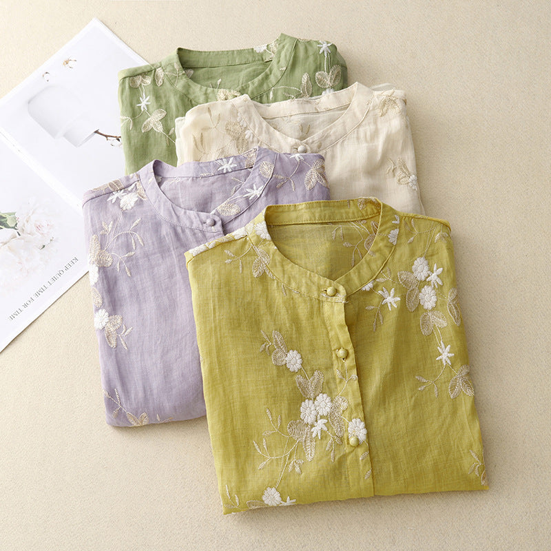 Florine – Blouse Légère à Fleurs Brodées