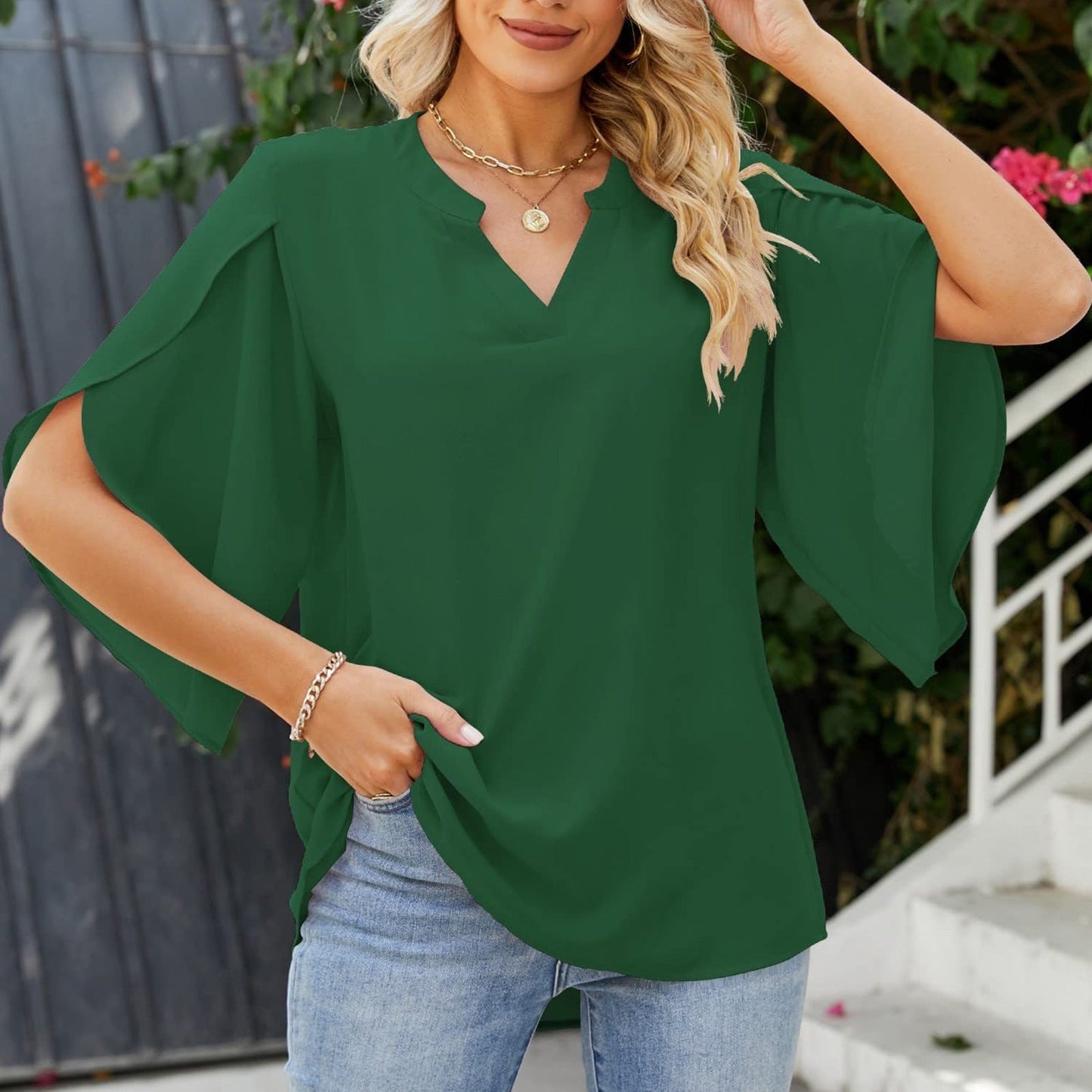 Celina – Elegante Bluse mit Schmetterlingsärmeln