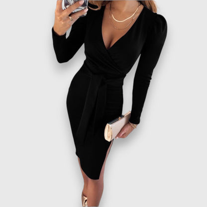 Élise – Robe satinée croisée