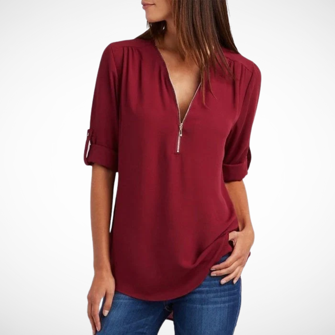 Amalia – Blouse Décontractée à Fermeture Éclair