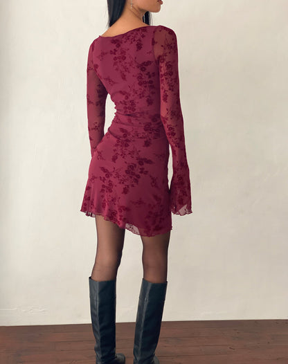 Noémie – Robe Veloutée à Manches Longues