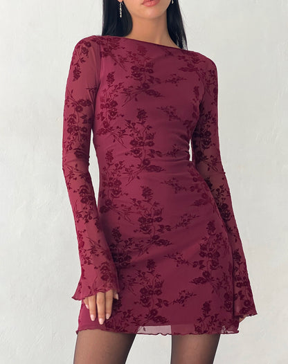 Noémie – Robe Veloutée à Manches Longues