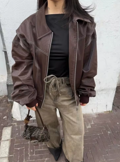Camille – Blazer en Similicuir Élégant