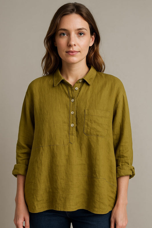 Alice – Blouse Décontractée en Lin Naturel