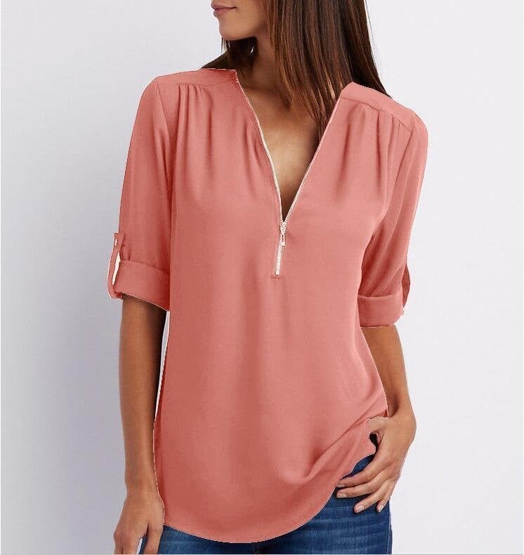 Amalia – Blouse Décontractée à Fermeture Éclair