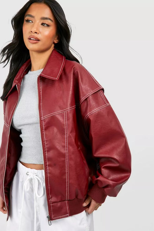 Camille – Blazer en Similicuir Élégant