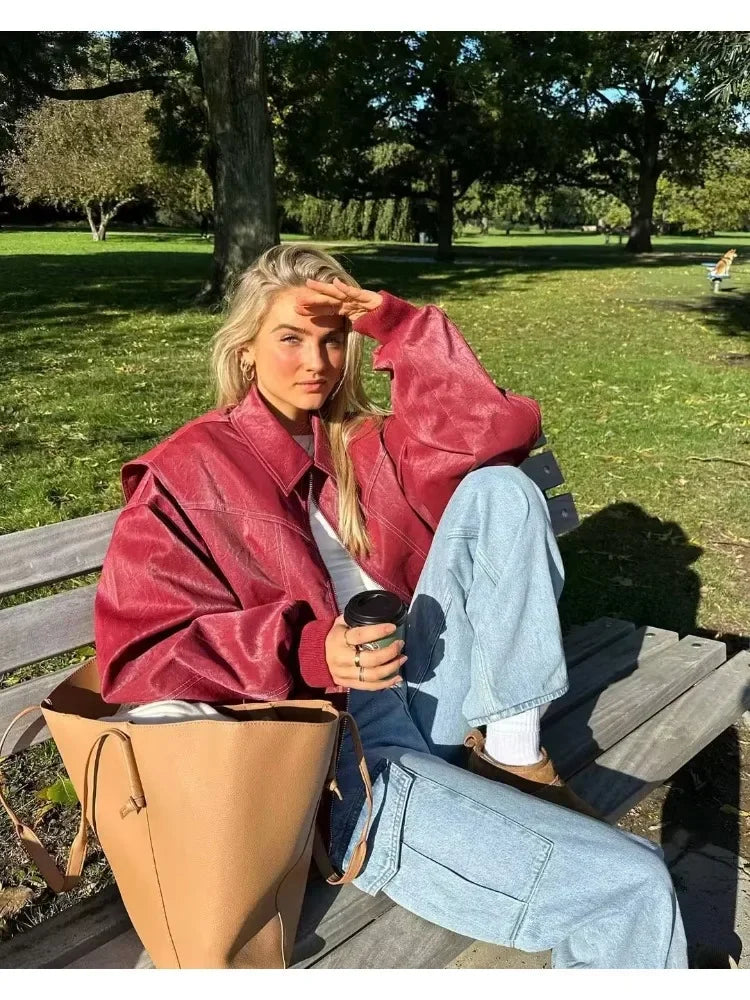 Camille – Blazer en Similicuir Élégant