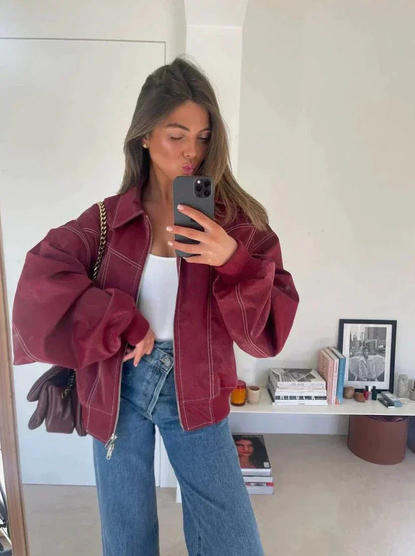 Camille – Blazer en Similicuir Élégant