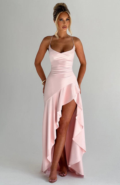 Léna – Robe Fendue Satinée