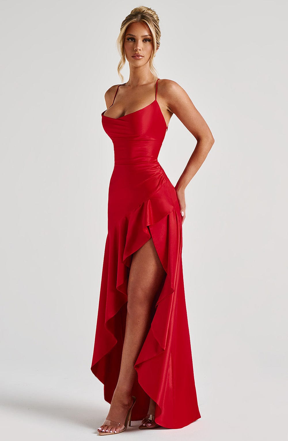 Léna – Robe Fendue Satinée