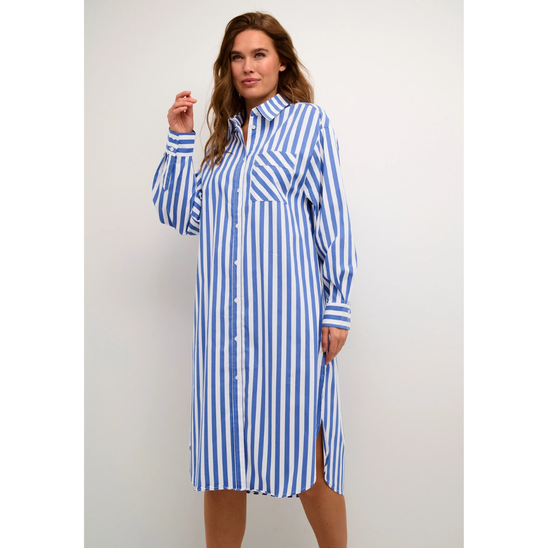 LOREA – Robe Chemise Rayée à Boutons Cachés